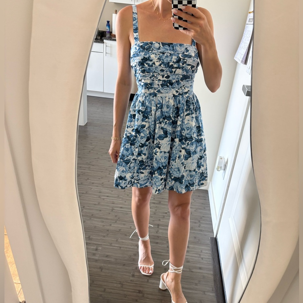 Abercrombie and fitch Emerson poplin Floral Blue Sleeveless mini Dress